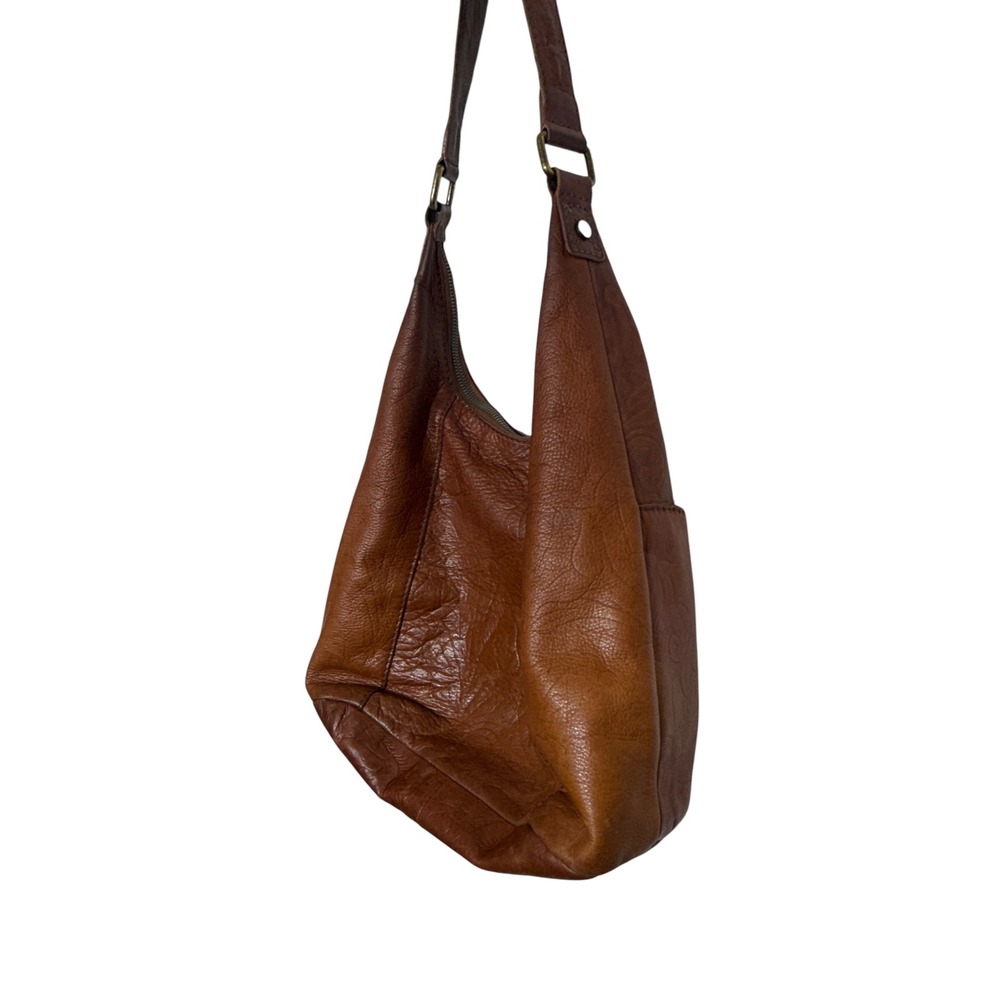 American Leather Co Brown Slouchy Hobo Bag Boho Chic Neutral Earthcore Vintage - Picture 16 of 16